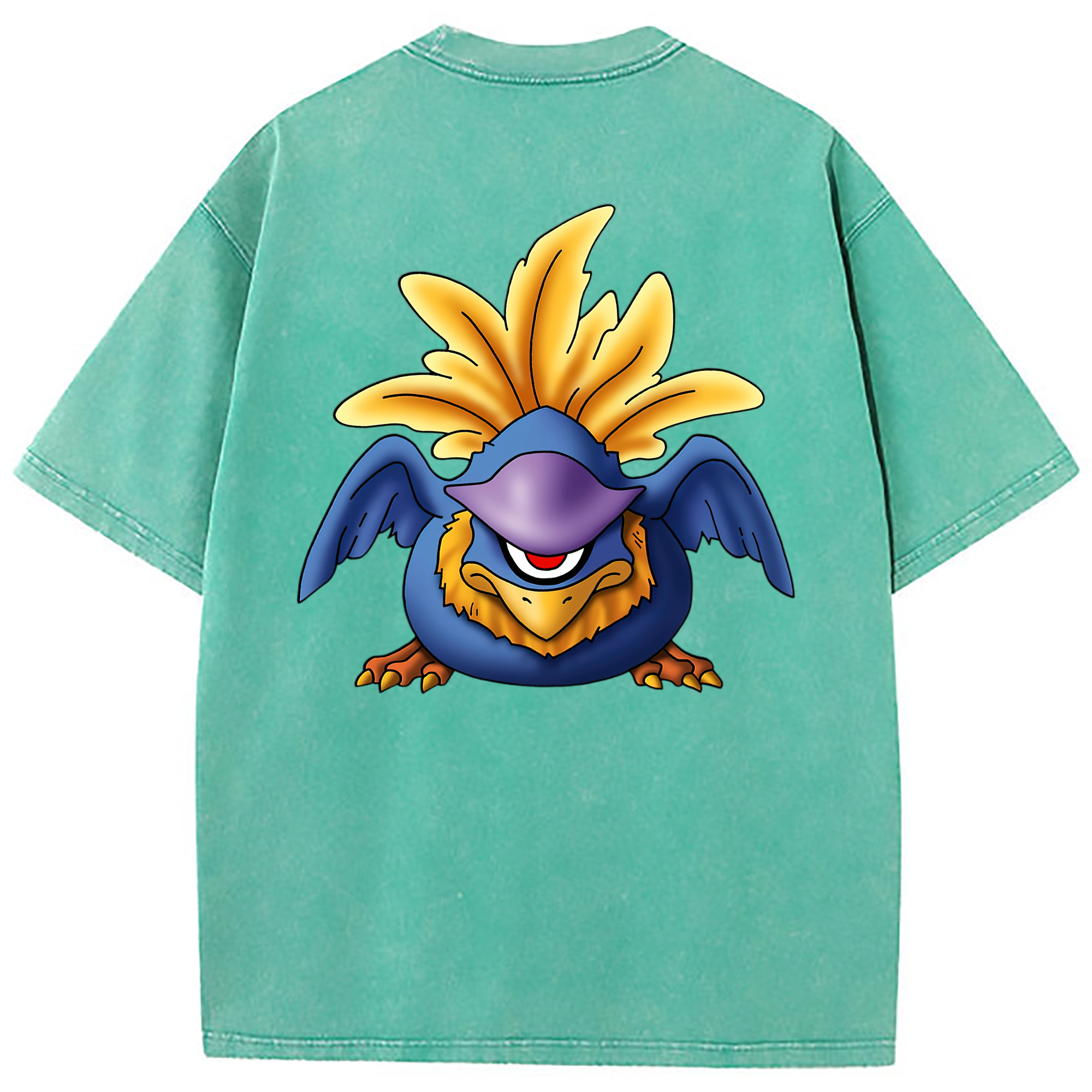 （画像用） ドラゴンクエスト Doragon Kuesuto Dragon Quest 綿100% ヴィンテージ風 半袖Tシャツ（背面プリント）